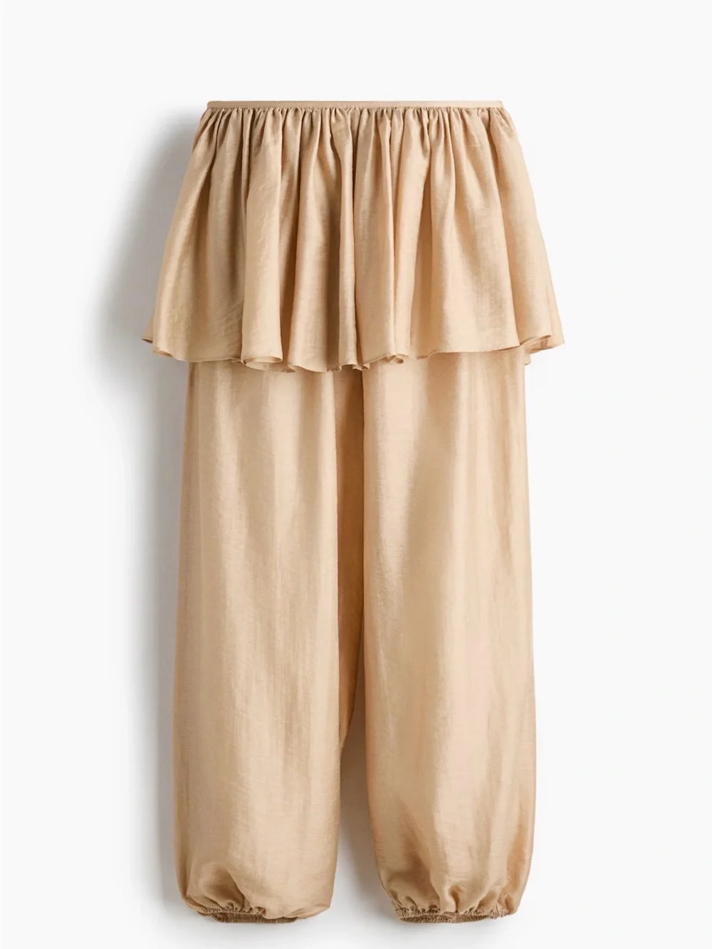 NWT H&M Linen Beige Ruffle Pants